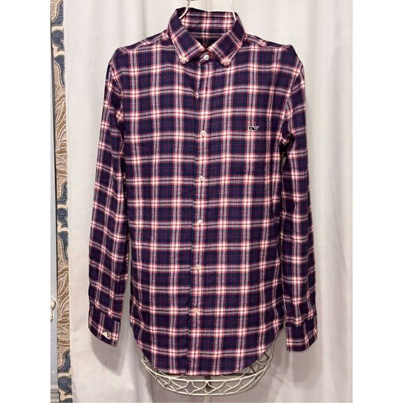 GREAT CONDITION Vineyard Vines Men Plaid Performance Flannel Classic Fit Tucker - Picture 1 of 7